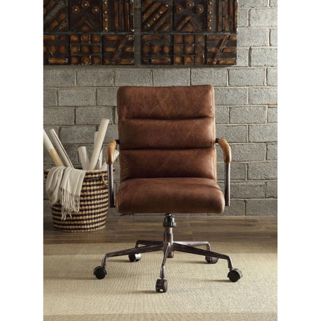 Acme - Harith Office Chair 92414 Retro Brown Top Grain Leather