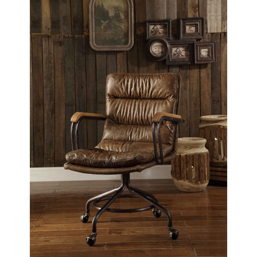 Acme - Harith II Office Chair 92416 Vintage Whiskey Top Grain Leather