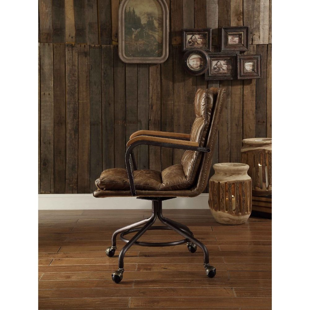 Acme - Harith II Office Chair 92416 Vintage Whiskey Top Grain Leather