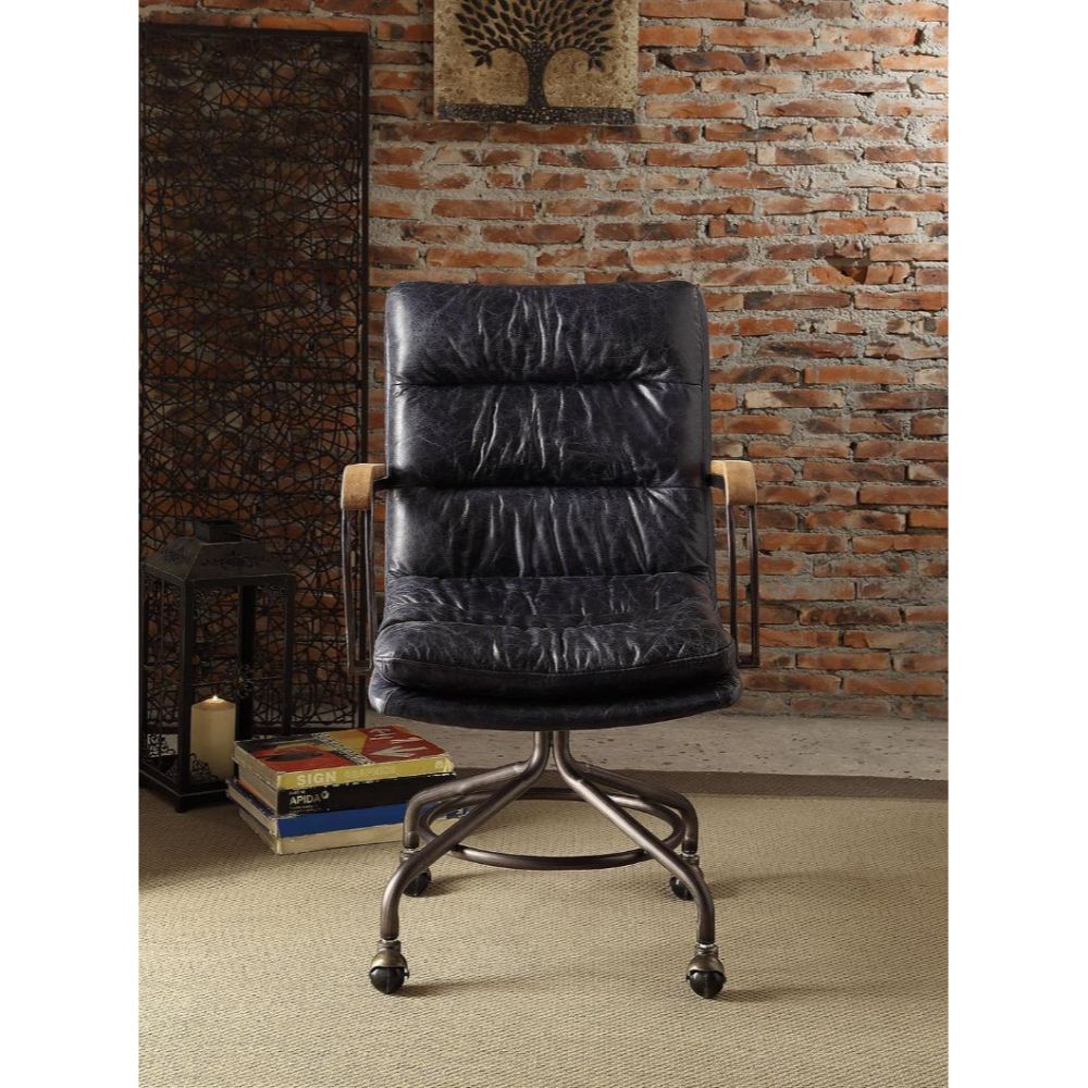 Acme - Harith II Office Chair 92417 Vintage Blue Top Grain Leather