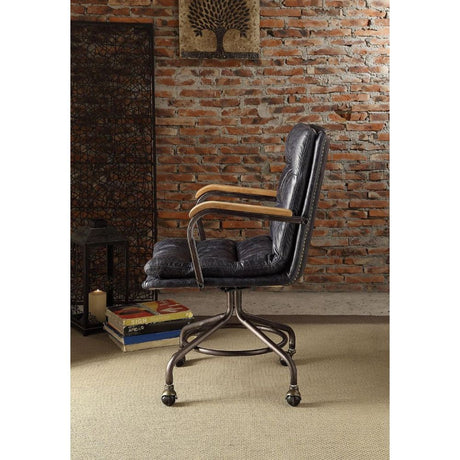 Acme - Harith II Office Chair 92417 Vintage Blue Top Grain Leather