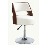 Acme - Camila Office Chair 92421 White Synthetic Leather & Walnut Finish