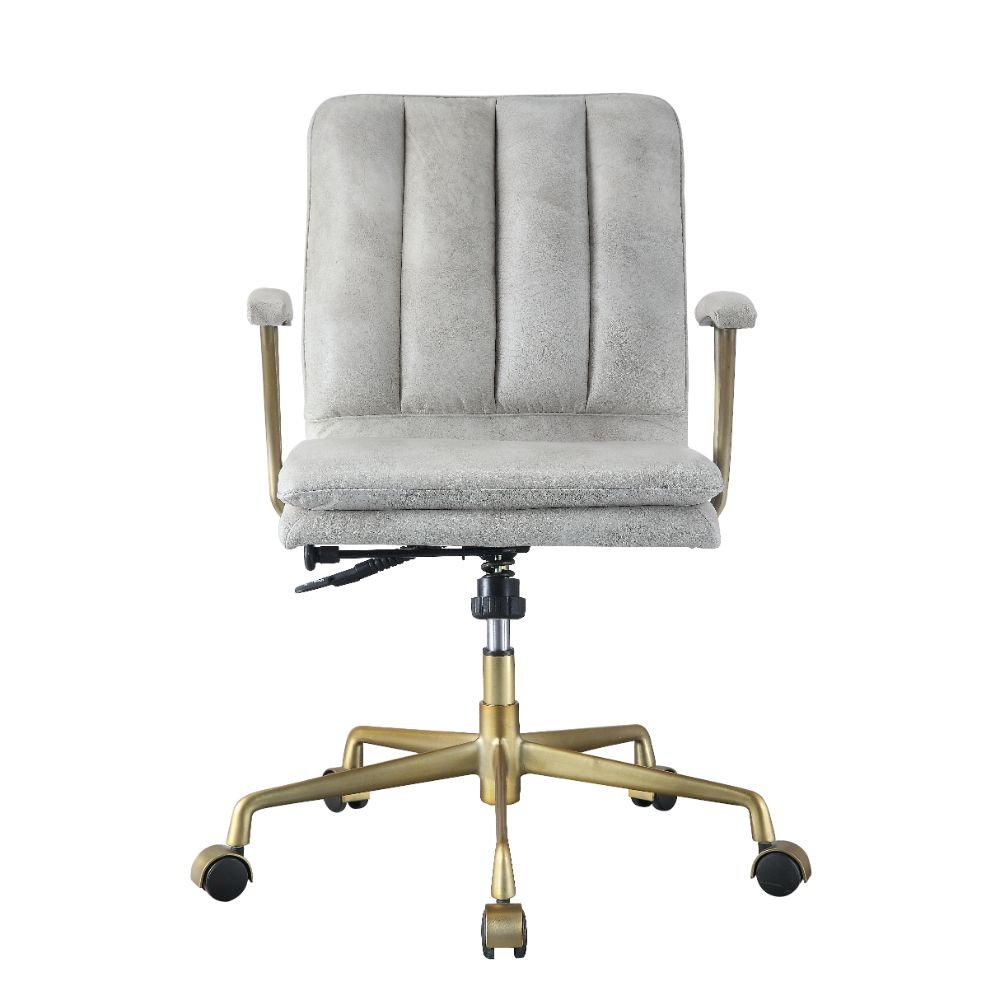 Damir Office Chair 92422 Vintage White Top Grain Leather & Chrome Finish | Acme - 92422 - Home Elegance USA - 2