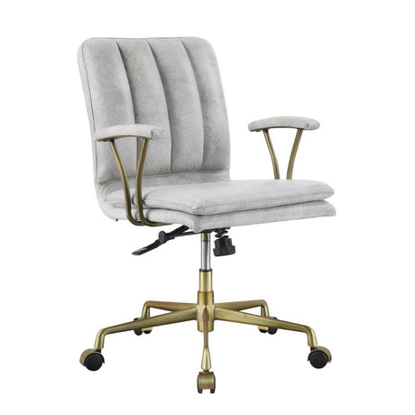 Damir Office Chair 92422 Vintage White Top Grain Leather & Chrome Finish | Acme - 92422 - Home Elegance USA - 1