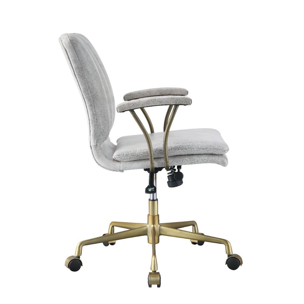 Damir Office Chair 92422 Vintage White Top Grain Leather & Chrome Finish | Acme | Home Elegance USA