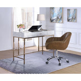 Acme - Piety Writing Desk(Same Ac00893) 92425 Silver Synthetic Leather & Champagne Finish