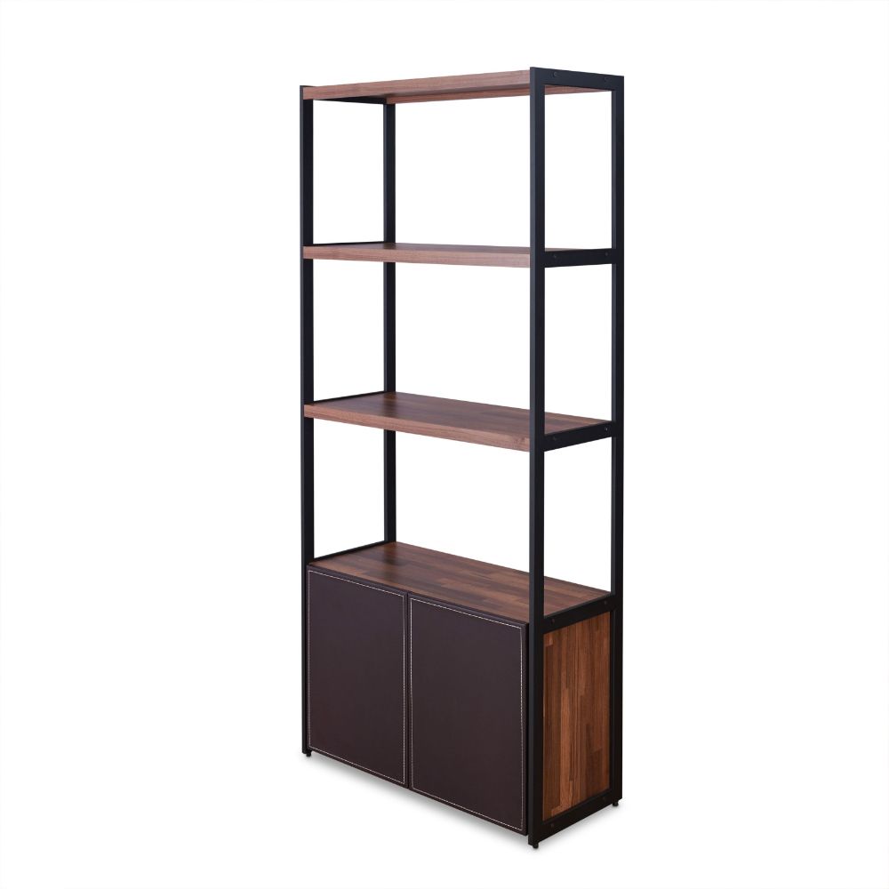 Acme - Sara Bookshelf 92442 Walnut & Sandy Black Finish