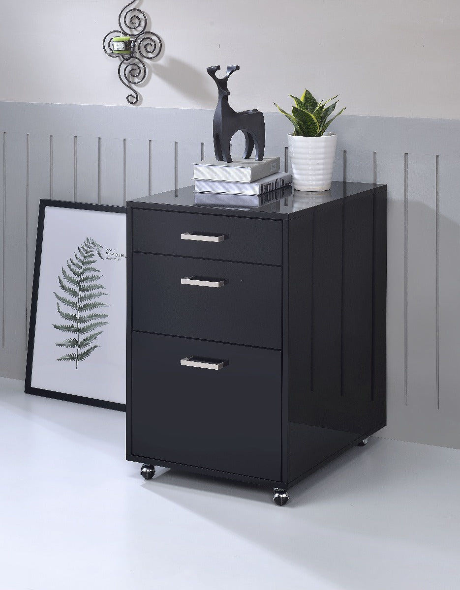 Acme - Coleen Cabinet 92450 Black High Gloss & Chrome Finish