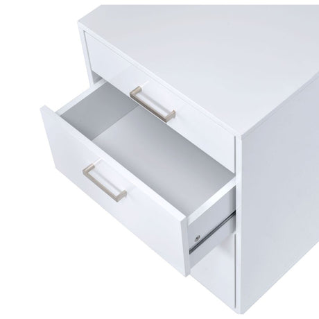 Acme - Coleen File Cabinet 92454 White High Gloss & Chrome Finish