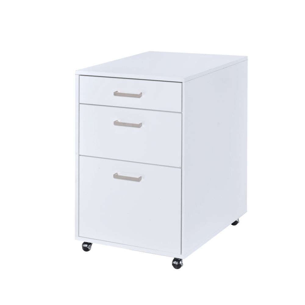 Acme - Coleen File Cabinet 92454 White High Gloss & Chrome Finish