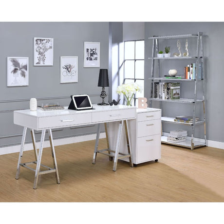 Acme - Coleen File Cabinet 92454 White High Gloss & Chrome Finish