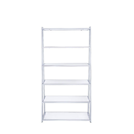 Acme - Coleen Bookshelf 92455 White High Gloss & Chrome Finish