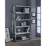 Acme - Coleen Bookshelf 92455 White High Gloss & Chrome Finish