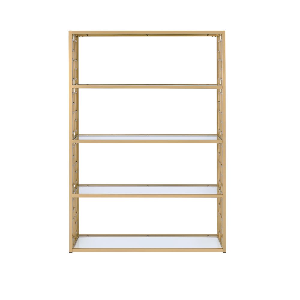 Blanrio Bookcase 92465 Clear Glass & Gold Finish | Acme - 92465 - Home Elegance USA - 2