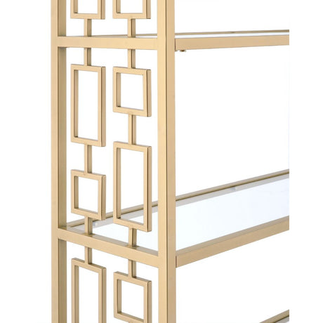 Acme - Blanrio Bookcase 92465 Clear Glass & Gold Finish