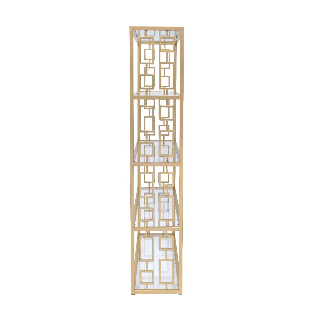 Blanrio Bookcase 92465 Clear Glass & Gold Finish | Acme - 92465 - Home Elegance USA - 4