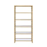 Acme - Milavera Bookshelf 92470 Clear Glass & Gold Finish