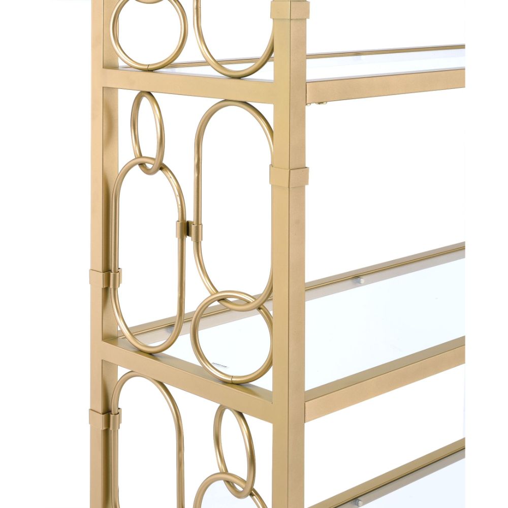 Acme - Milavera Bookshelf 92470 Clear Glass & Gold Finish