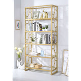 Acme - Milavera Bookshelf 92470 Clear Glass & Gold Finish