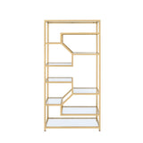 Acme - Lecanga Bookshelf 92480 Clear Glass & Gold Finish