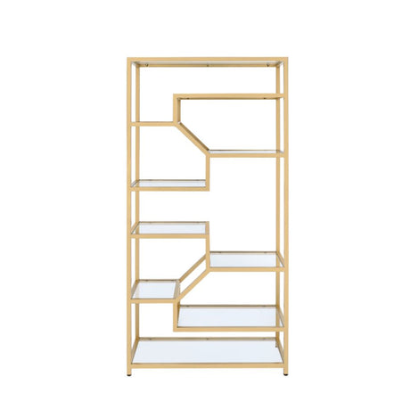 Acme - Lecanga Bookshelf 92480 Clear Glass & Gold Finish