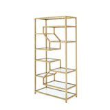 Acme - Lecanga Bookshelf 92480 Clear Glass & Gold Finish