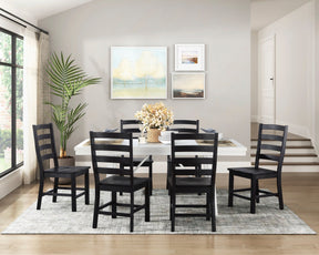 Modern Contemporary Black White 7pc Dining Set Table and 6 Side Chairs Set Wooden Kitchen Dining Furniture Casual Style - sold by Home Elegance USA