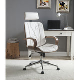 Acme - Yoselin Office Chair 92513 White Synthetic Leather & Walnut Finish