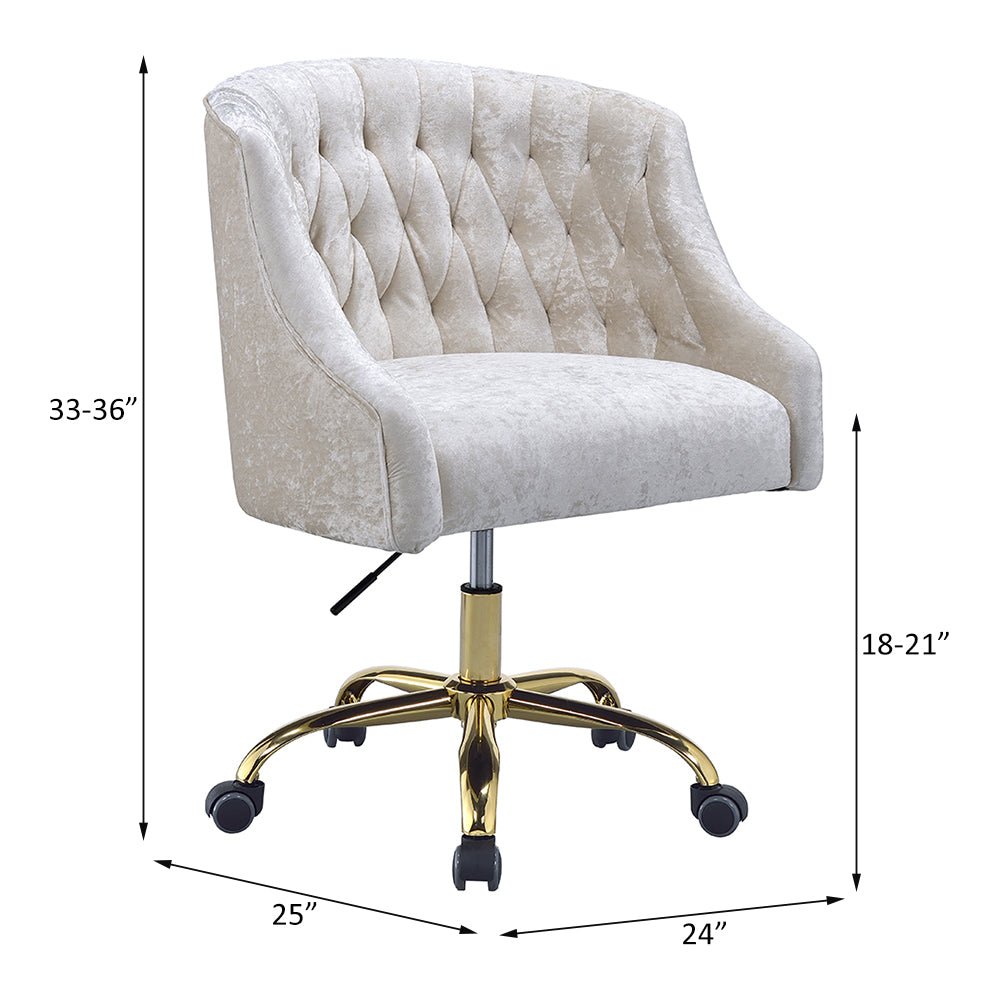 Acme - Levian Office Chair 92517 Vintage Cream Velvet & Gold Finish