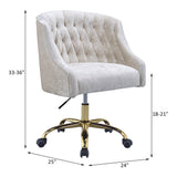 Acme - Levian Office Chair 92517 Vintage Cream Velvet & Gold Finish