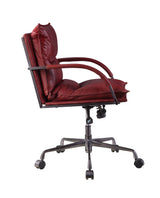 Acme - Haggar Office Chair 92536 Vintage Red Top Grain Leather