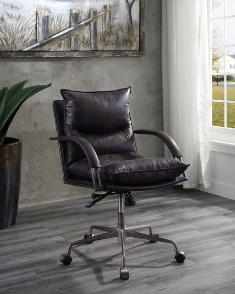 Acme - Haggar Office Chair 92538 Antique Slate Top Grain Leather