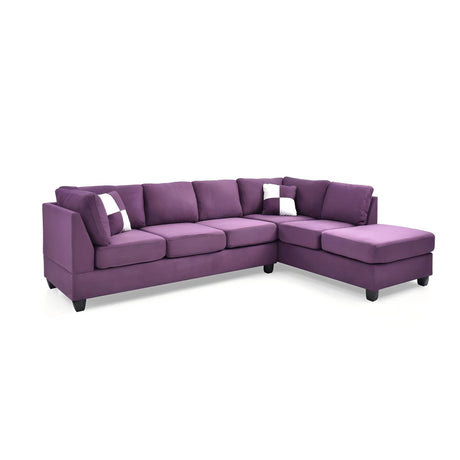 Malone G637B-SC Sectional Sofa Without Ottoman Purple Microfiber 111 Inch - sold by Home Elegance USA
