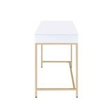 Acme - Ottey Writing Desk(Same Ac00899) 92540 White High Gloss & Gold Finish