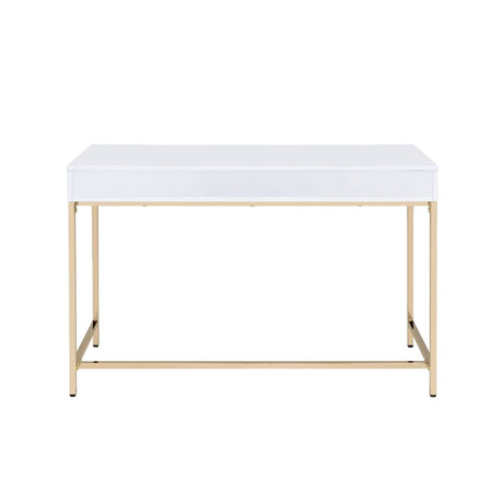 Acme - Ottey Writing Desk(Same Ac00899) 92540 White High Gloss & Gold Finish