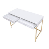 Acme - Ottey Writing Desk(Same Ac00899) 92540 White High Gloss & Gold Finish