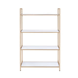 Acme - Ottey Bookshelf 92542 White High Gloss & Gold Finish