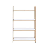 Acme - Ottey Bookshelf 92542 White High Gloss & Gold Finish