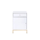 Acme - Ottey Cabinet 92543 White High Gloss & Gold Finish