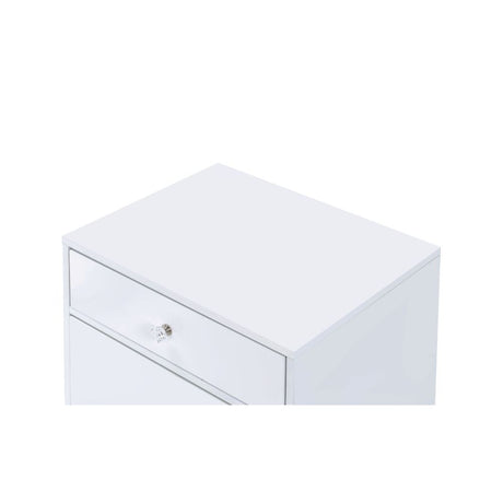 Acme - Ottey Cabinet 92543 White High Gloss & Gold Finish