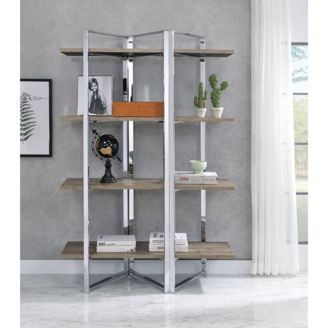 Acme - Libby Bookshelf 92545 Chrome Finish