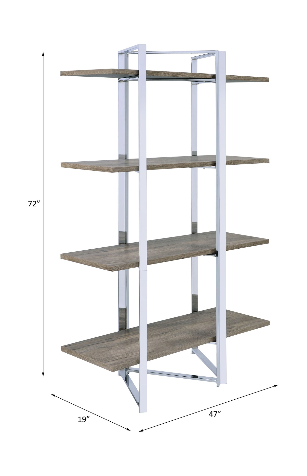 Acme - Libby Bookshelf 92545 Chrome Finish