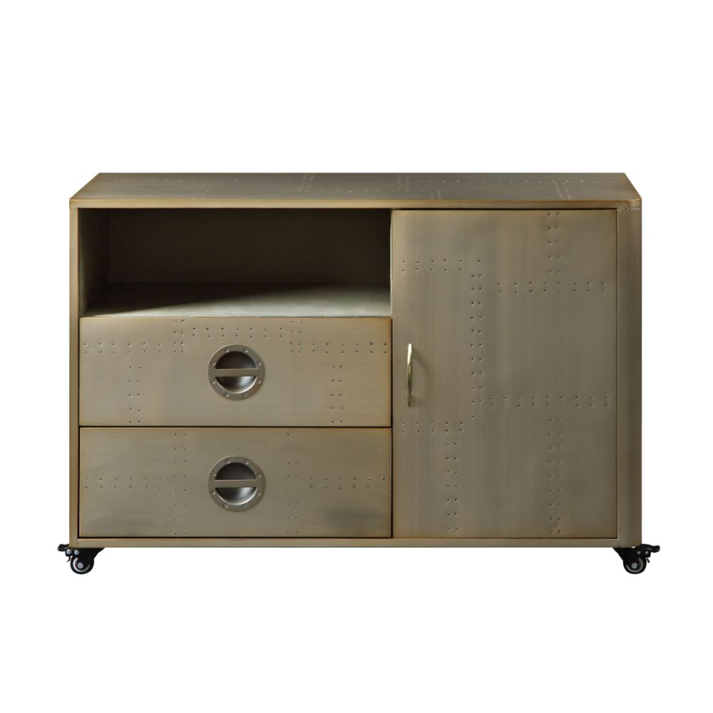 Acme - Jennavieve Cabinet 92551 Gold Aluminum