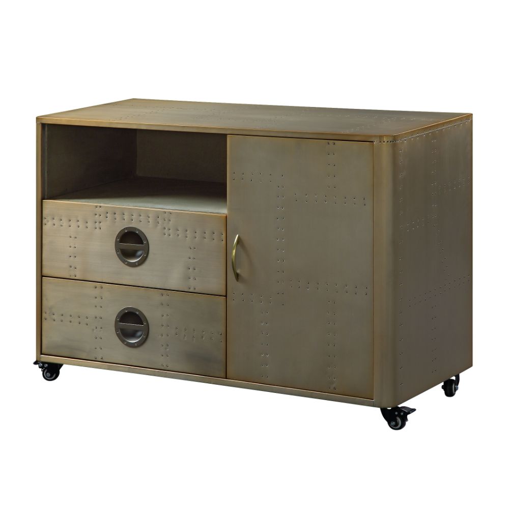 Acme - Jennavieve Cabinet 92551 Gold Aluminum