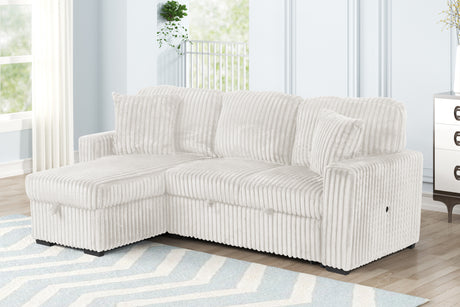 Plush Sectional Sofa W/ Pull Out Sleeper made with Velvet fabric- Cream (CA Warehouse inventory) - sold by Home Elegance USA