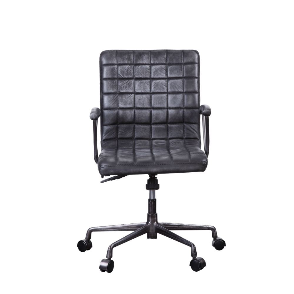 Barack Office Chair 92557 Vintage Black Top Grain Leather & Aluminum | Acme - 92557 - Home Elegance USA - 2