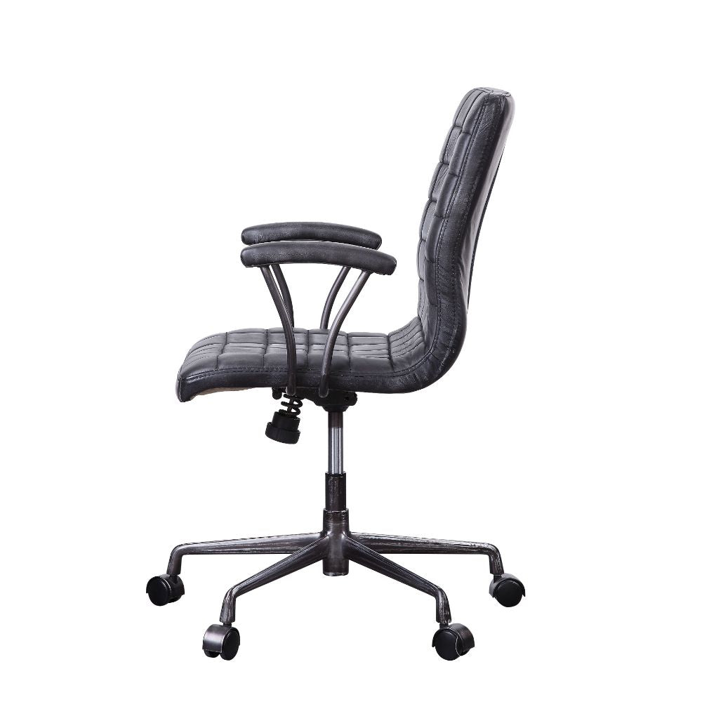 Barack Office Chair 92557 Vintage Black Top Grain Leather & Aluminum | Acme - 92557 - Home Elegance USA - 3