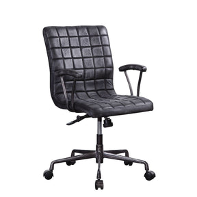 Barack Office Chair 92557 Vintage Black Top Grain Leather & Aluminum | Acme | Home Elegance USA