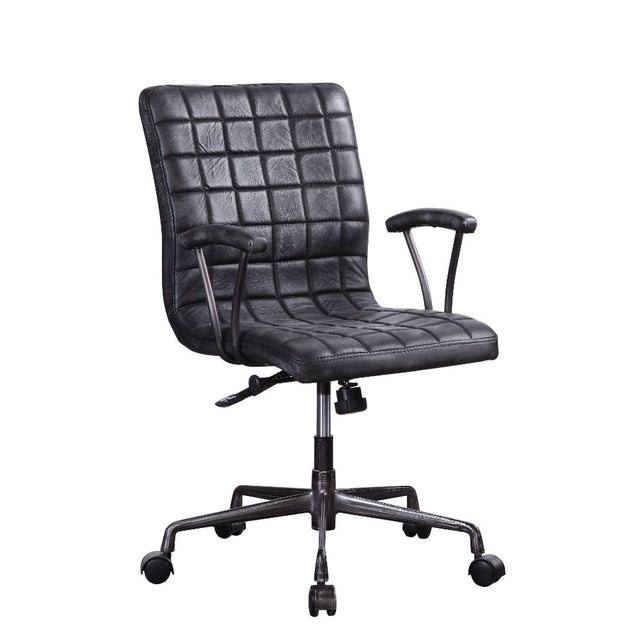 Barack Office Chair 92557 Vintage Black Top Grain Leather & Aluminum | Acme - 92557 - Home Elegance USA - 1