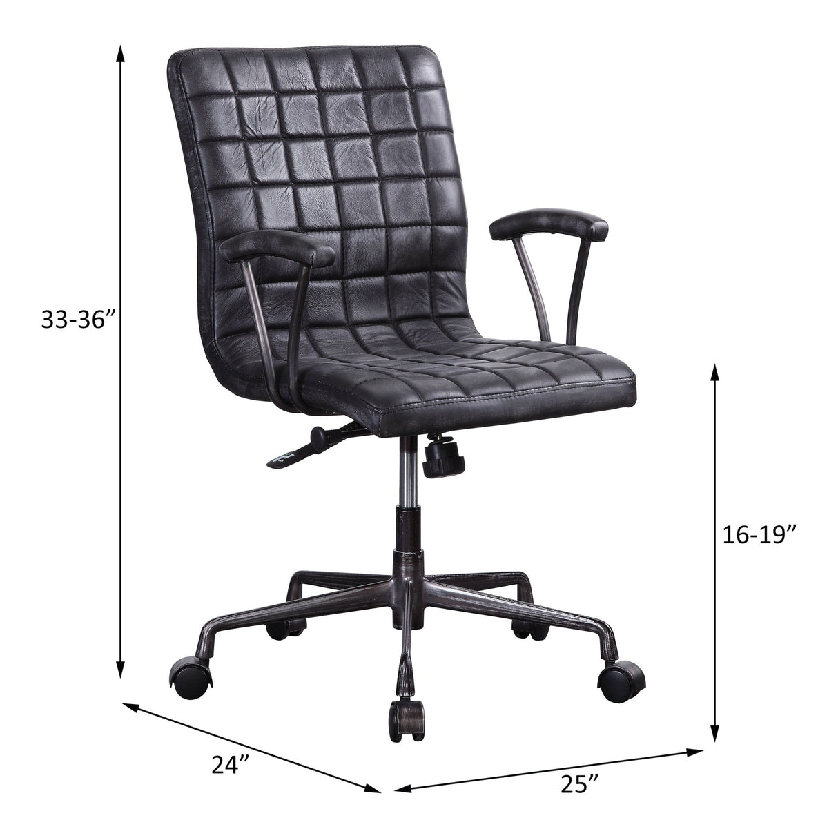 Barack Office Chair 92557 Vintage Black Top Grain Leather & Aluminum | Acme - 92557 - Home Elegance USA - 6